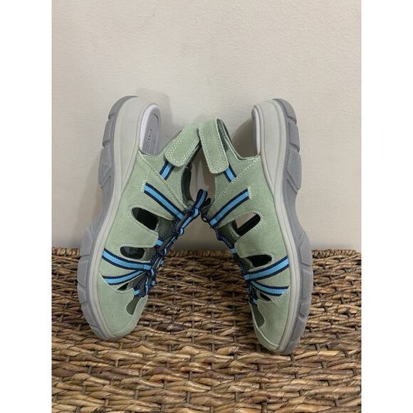 Lands' End Hiking Walking Sandals Closed Toe Adjustable Strap Green Blue 10D - Picture 4 of 9